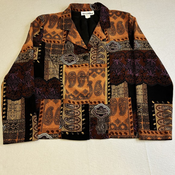 Versailles Shirt Womens Medium Button down Multi-Print Polyester Long Sleeve - Picture 1 of 8